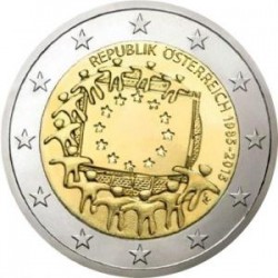 Moneda 2 euros conmemorativa 30º Aniv. Bandera Austria