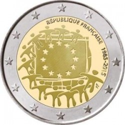 Moneda 2 euros conmemorativa 30º Aniv. Bandera. Letonia