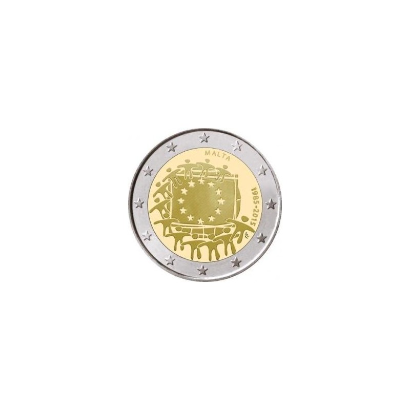 Moneda 2 euros conmemorativa 30º Aniv. Bandera. Luxemburgo