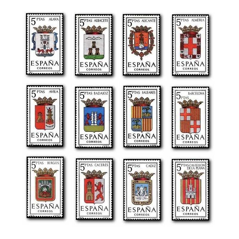 1962 Sellos de España (1406/17). Escudos de las Capitales de Provincia.