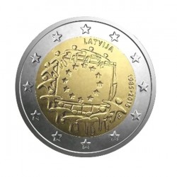 Moneda 2 euros conmemorativa Letonia 30º Aniv. Bandera