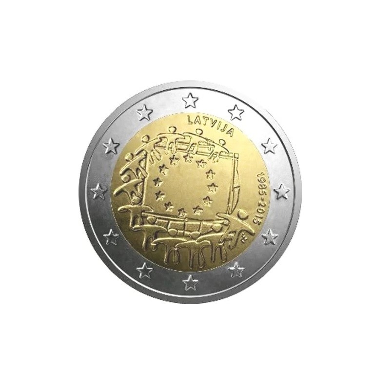 Moneda 2 euros conmemorativa Letonia 30º Aniv. Bandera