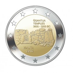 Moneda 2 euros conmemorativa Malta 2016 Templos de Ġgantija