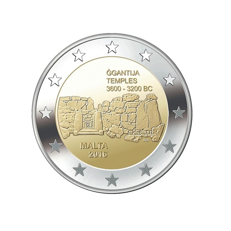 Moneda 2 euros conmemorativa Malta 2016 Templos de Ġgantija