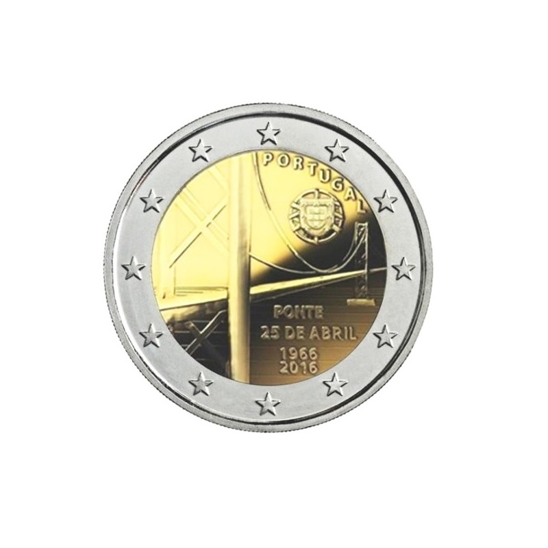 Moneda 2 euros conmemorativa Portugal 2016 Puente 25 de Abril