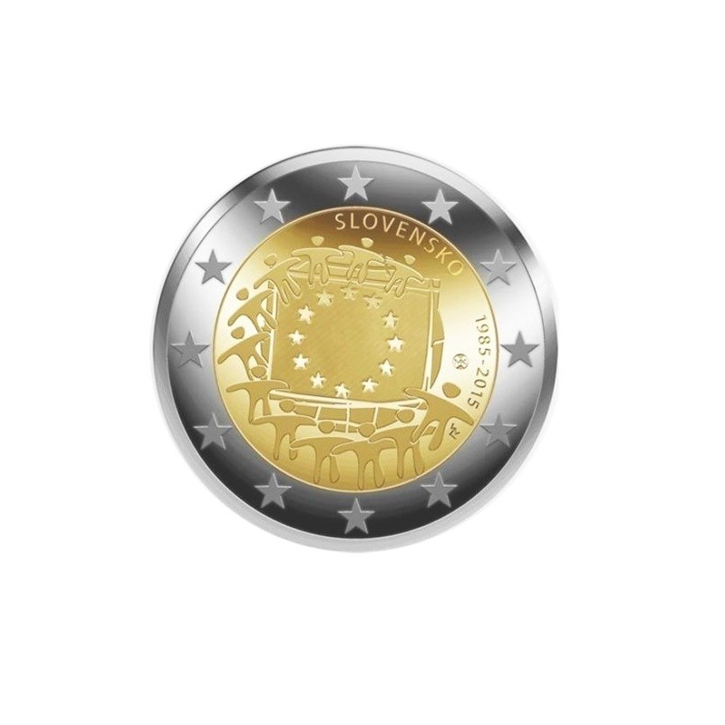 Moneda 2 euros conmemorativa Eslovaquia 2015 Aniversario Bandera UE