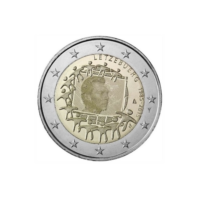 Moneda 2 euros conmemorativa Luxemburgo 2015 Aniversario Bandera UE