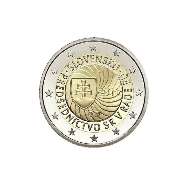 Moneda 2 euros conmemorativa Eslovaquia 2016 Presidencia Eslovaca Unión Europea