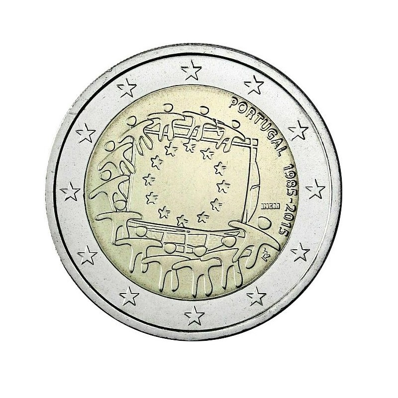 Moneda 2 euros conmemorativa Portugal 2015 Aniversario de Bandera UE