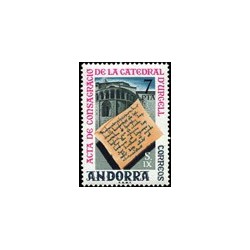 1975 Sellos de Andorra (correo español). Acta de La Catedral D'Urgell (Edif