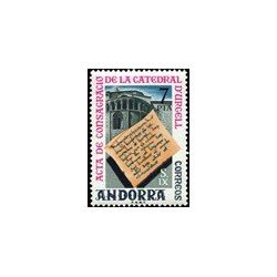 1975 Sellos de Andorra (correo español). Acta de La Catedral D'Urgell (Edif