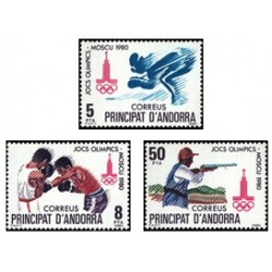 1980 Sellos de Andorra (correo español). Olimpiadas Moscú '80 (Edif. 135/7)