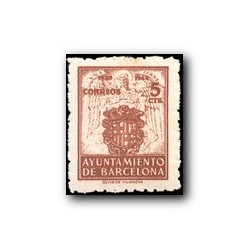 Barcelona 1944. Escudos Nacional y de la Ciudad. Edif. 58 **