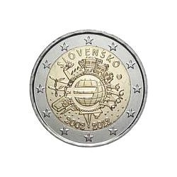 Moneda 2 euros conmemorativa 10º Aniv. Euro. Eslovaquia 2012