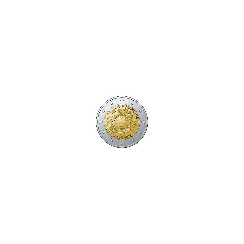 Moneda 2 euros conmemorativa 10º Aniv. Euro. Francia 2012