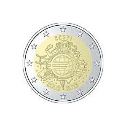 Moneda 2 euros conmemorativa 10º Aniv. Euro. Estonia 2012