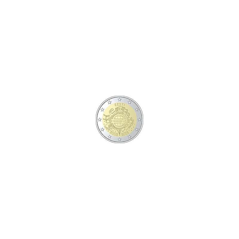 Moneda 2 euros conmemorativa 10º Aniv. Euro. Estonia 2012