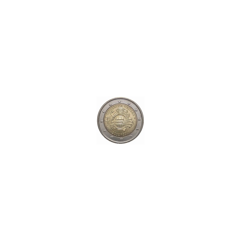 Moneda 2 euros conmemorativa 10º Aniv. Euro. Italia 2012