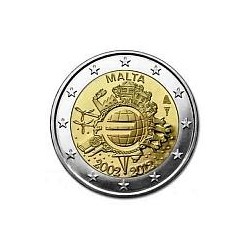 Moneda 2 euros conmemorativa 10º Aniv. Euro. Malta 2012